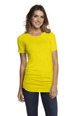 AMBER- Short sleeve crew neck gathered side